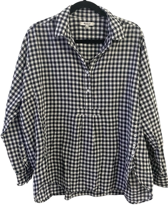 Madewell Tops - Madewell Gingham popover gauzy blouse 100% cotton women’s XXL casual summer boho